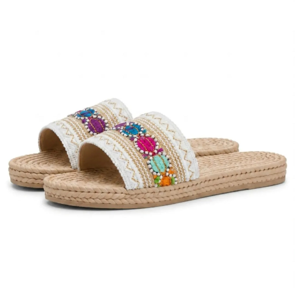 Amparo Chanclas de Pala Mujer - Bordado con Estilo Bohemio