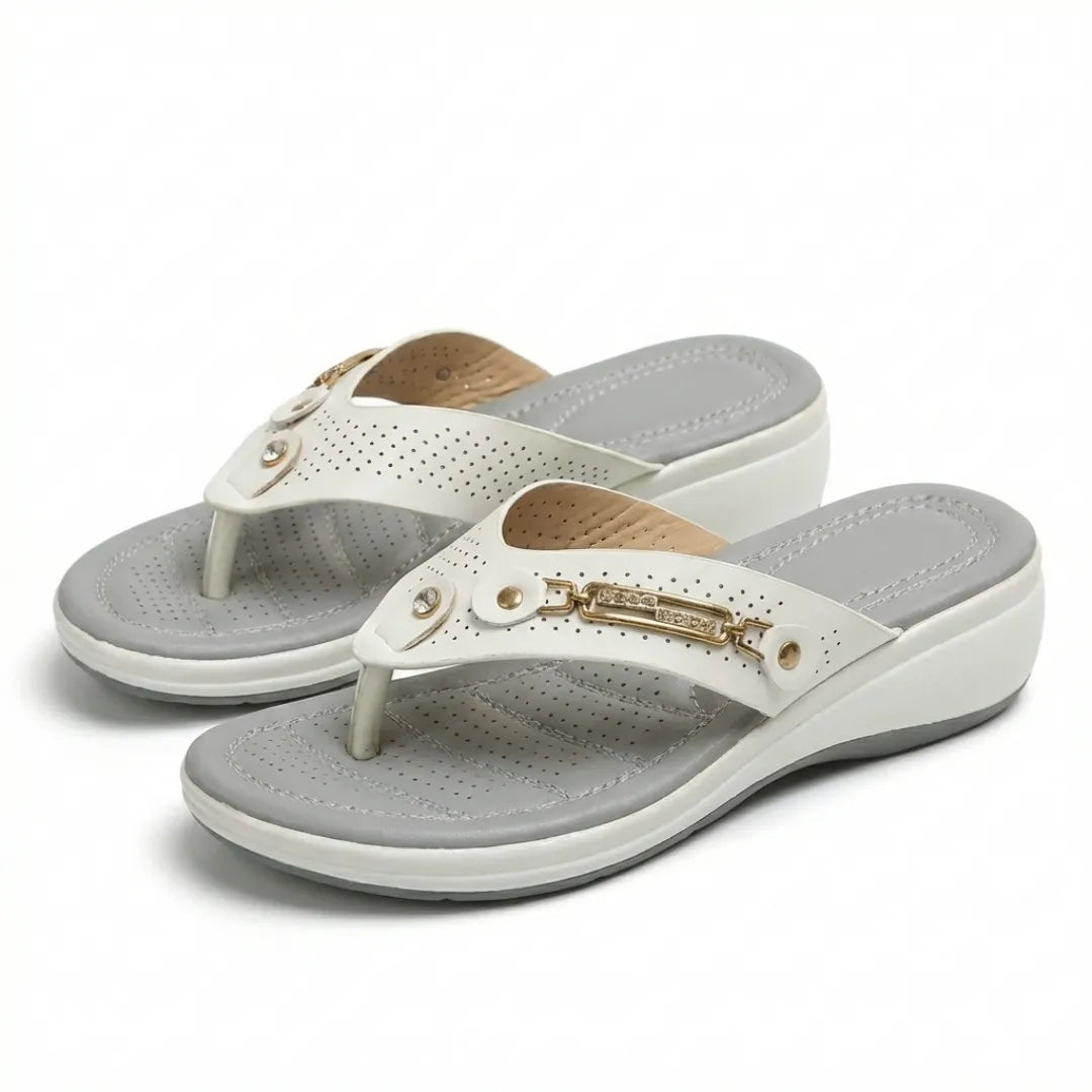 Chloe Chanclas Mujer de Cuña Cómodas - con Detalles Decorativos
