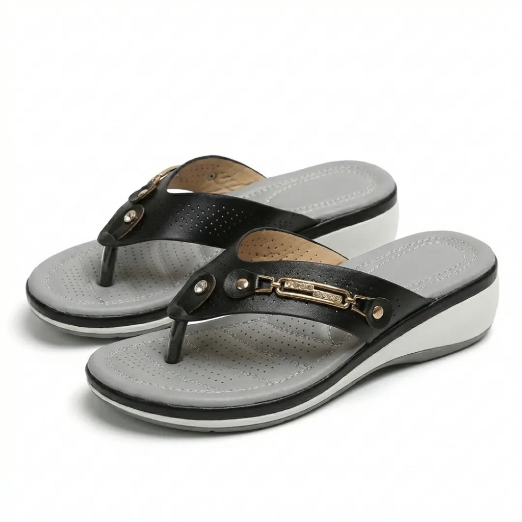 Chloe Chanclas Mujer de Cuña Cómodas - con Detalles Decorativos