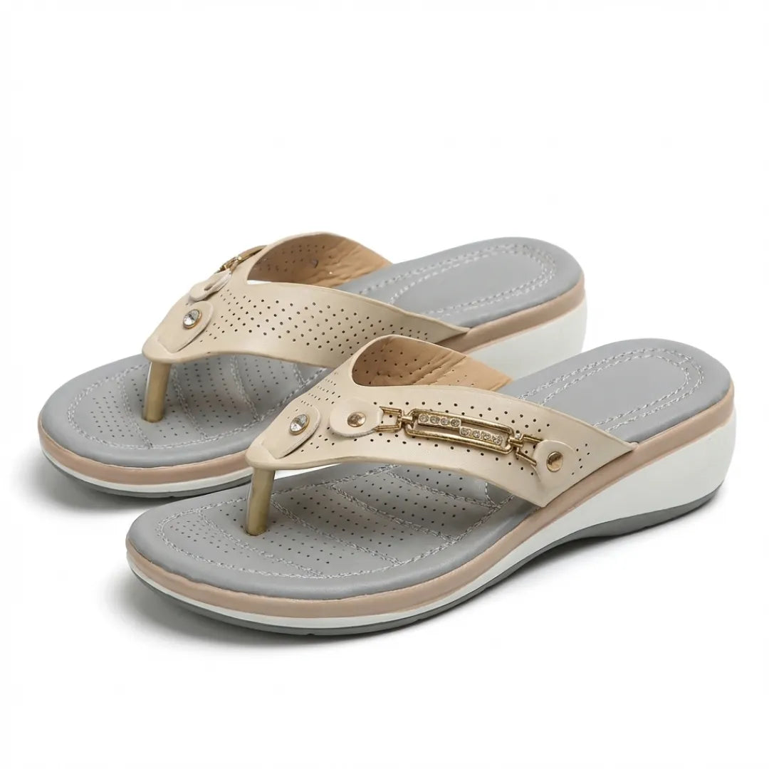 Chloe Chanclas Mujer de Cuña Cómodas - con Detalles Decorativos