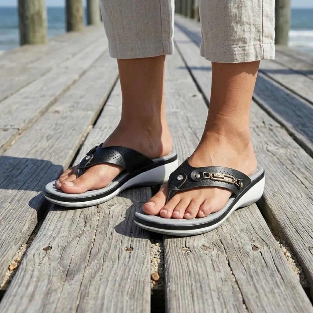 Chloe Chanclas Mujer de Cuña Cómodas - con Detalles Decorativos