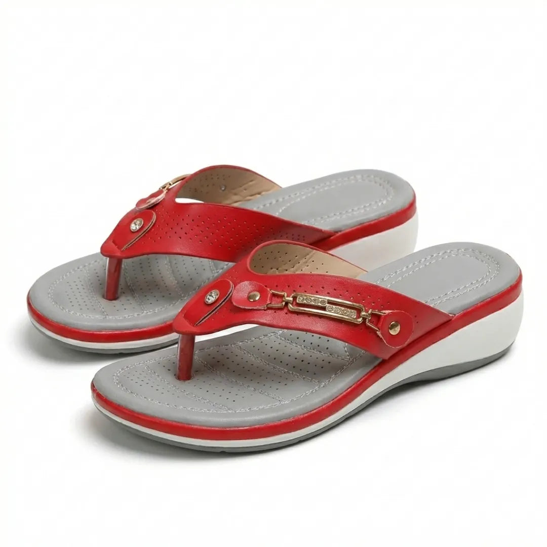 Chloe Chanclas Mujer de Cuña Cómodas - con Detalles Decorativos