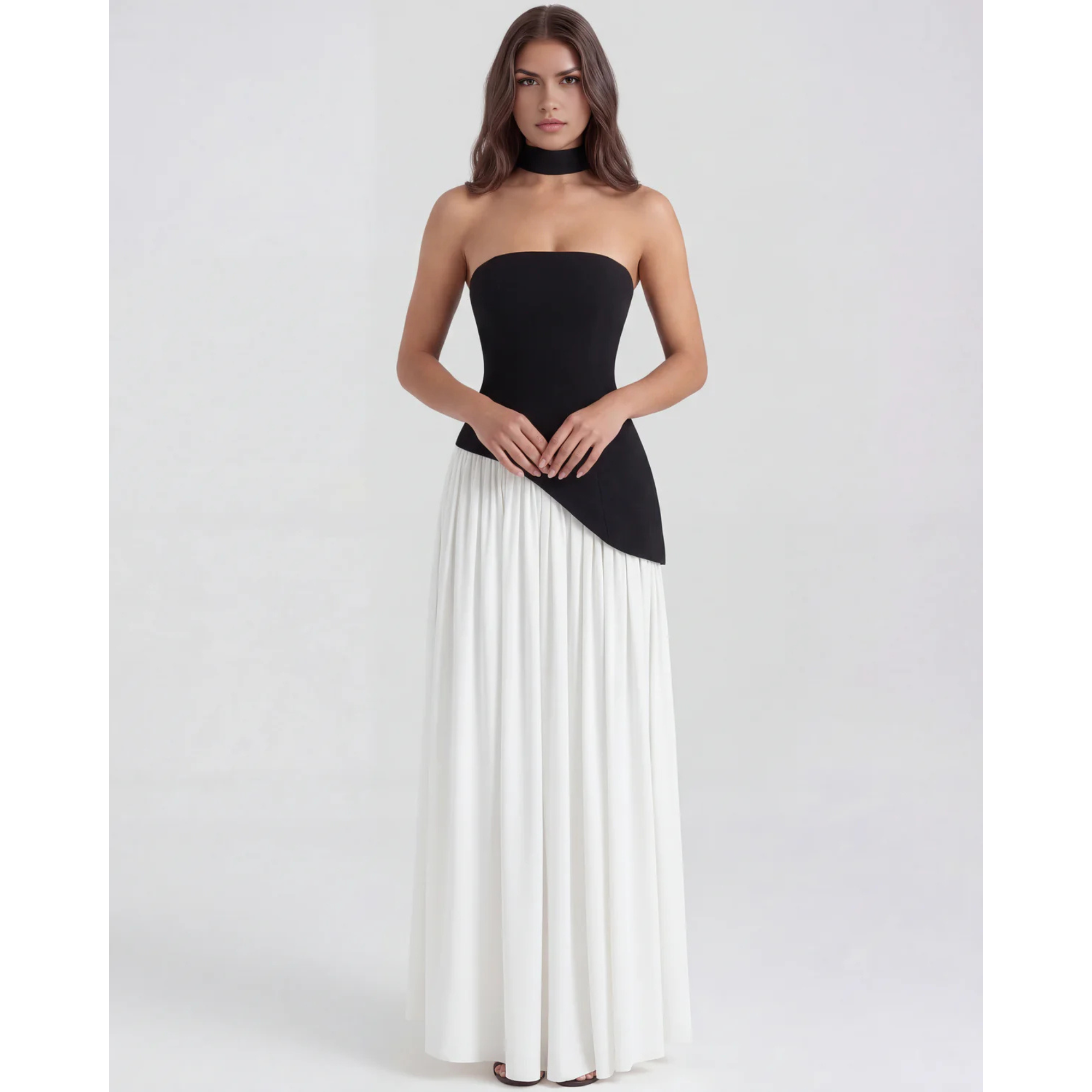 Velth| Vestido largo y elegante con cuello tipo bufanda