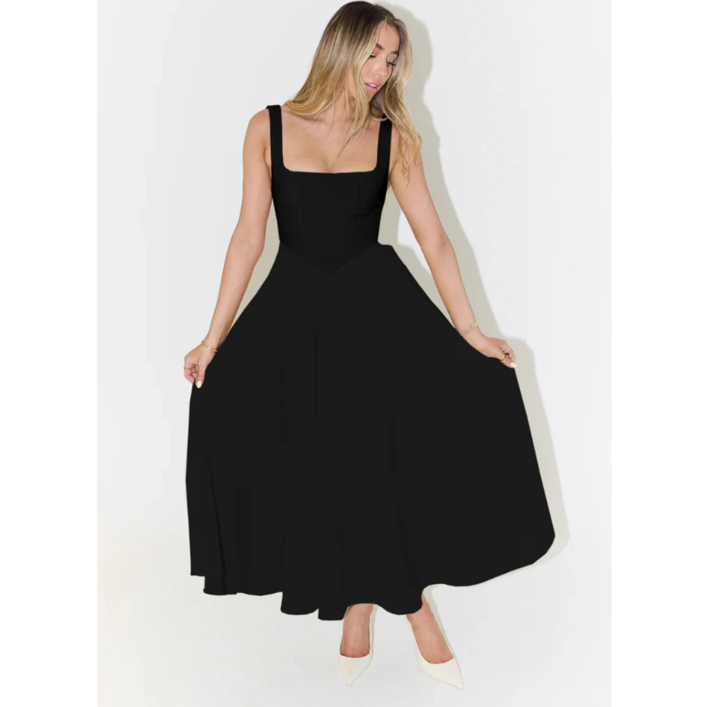 Velth | Vestido midi elegante con escote cuadrado