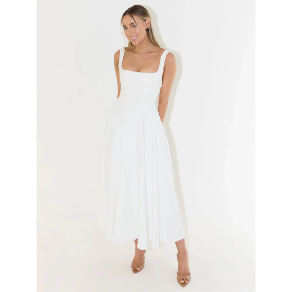 Velth | Vestido midi elegante con escote cuadrado