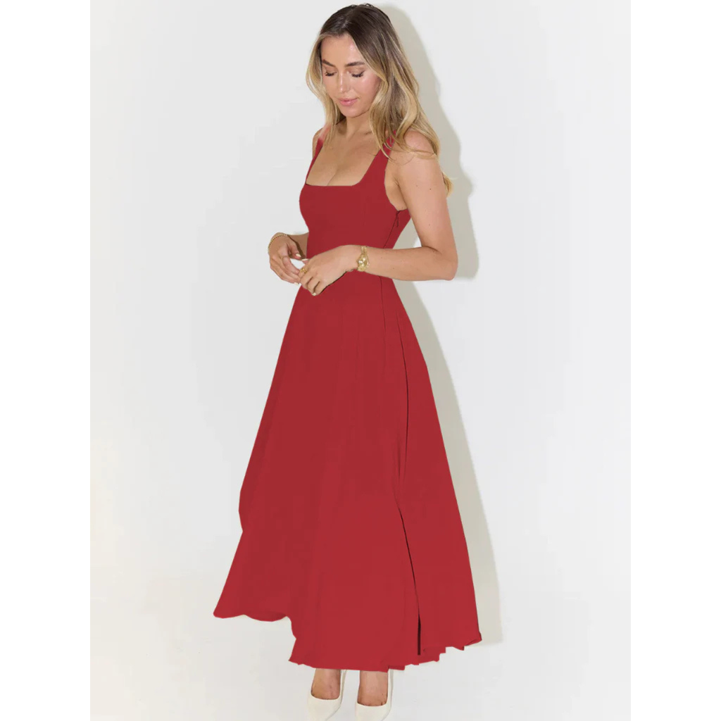 Velth | Vestido midi elegante con escote cuadrado