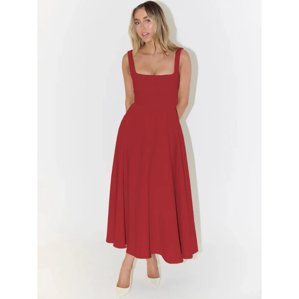 Velth | Vestido midi elegante con escote cuadrado