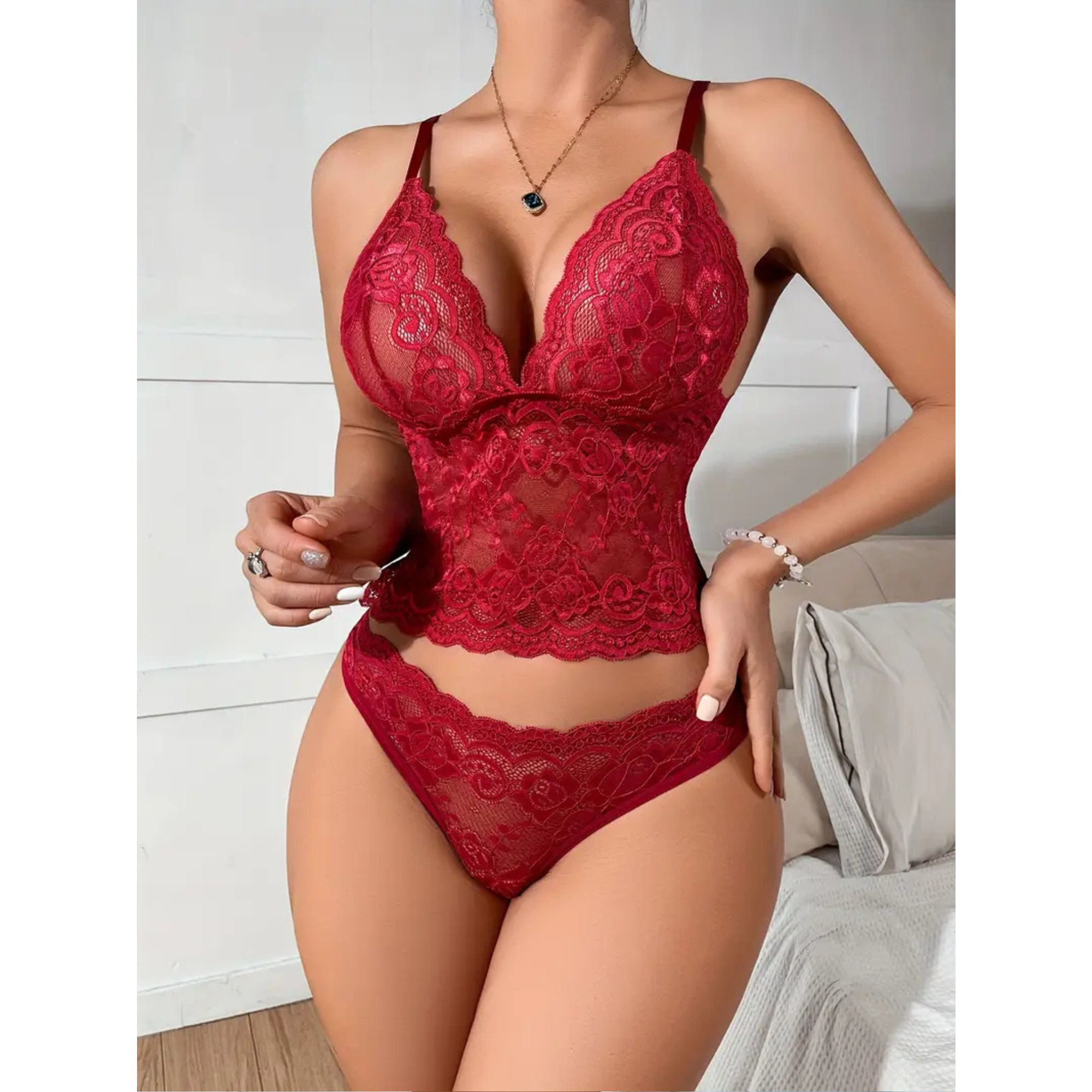 Velth| Conjunto de lencería de encaje seductor