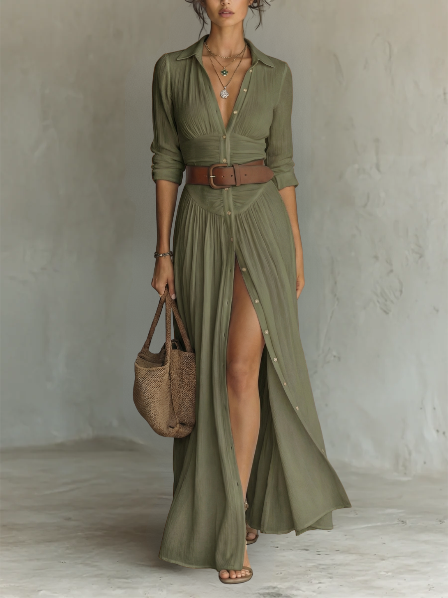 Amelia - Vestido largo con mangas