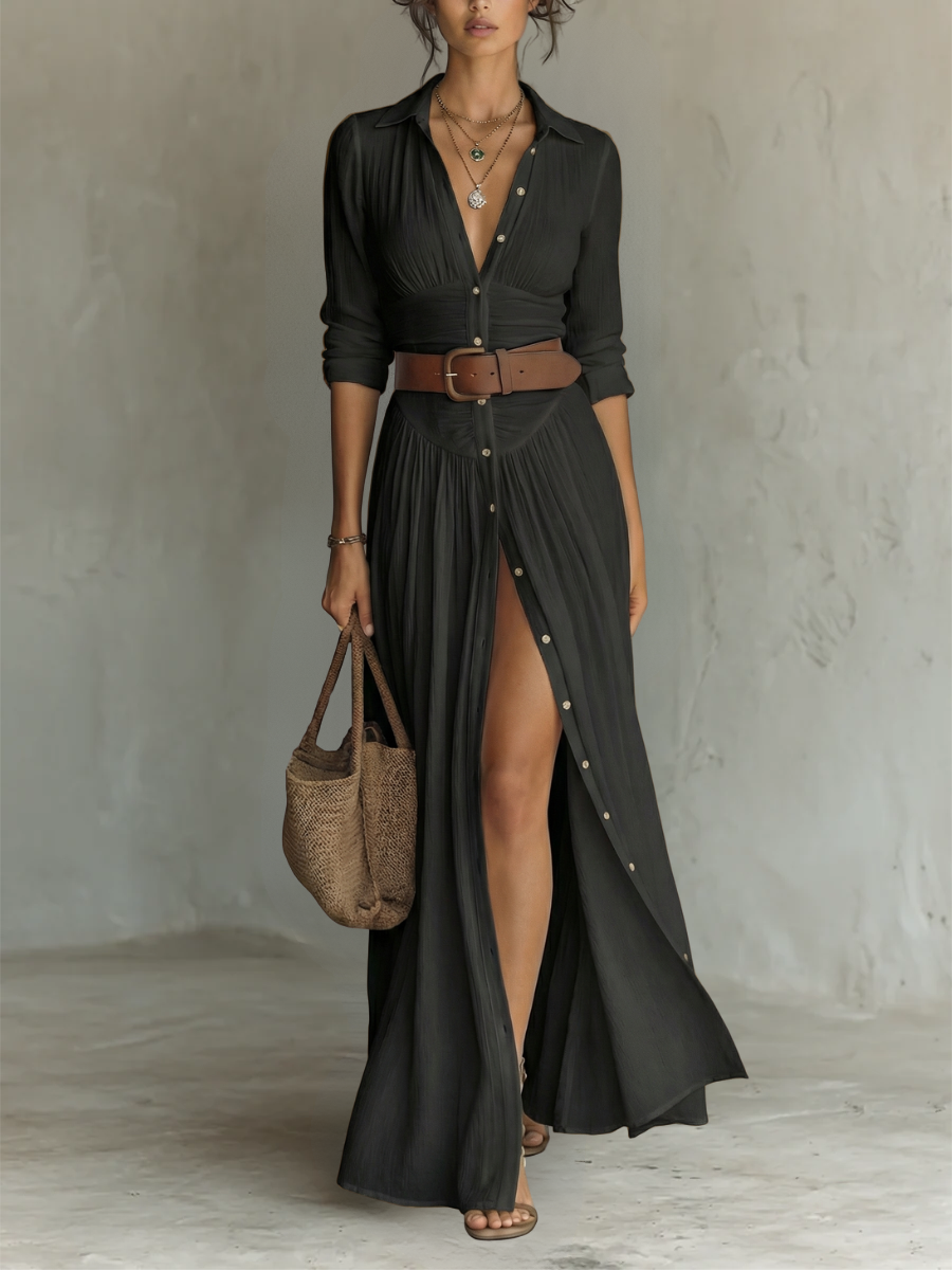 Amelia - Vestido largo con mangas