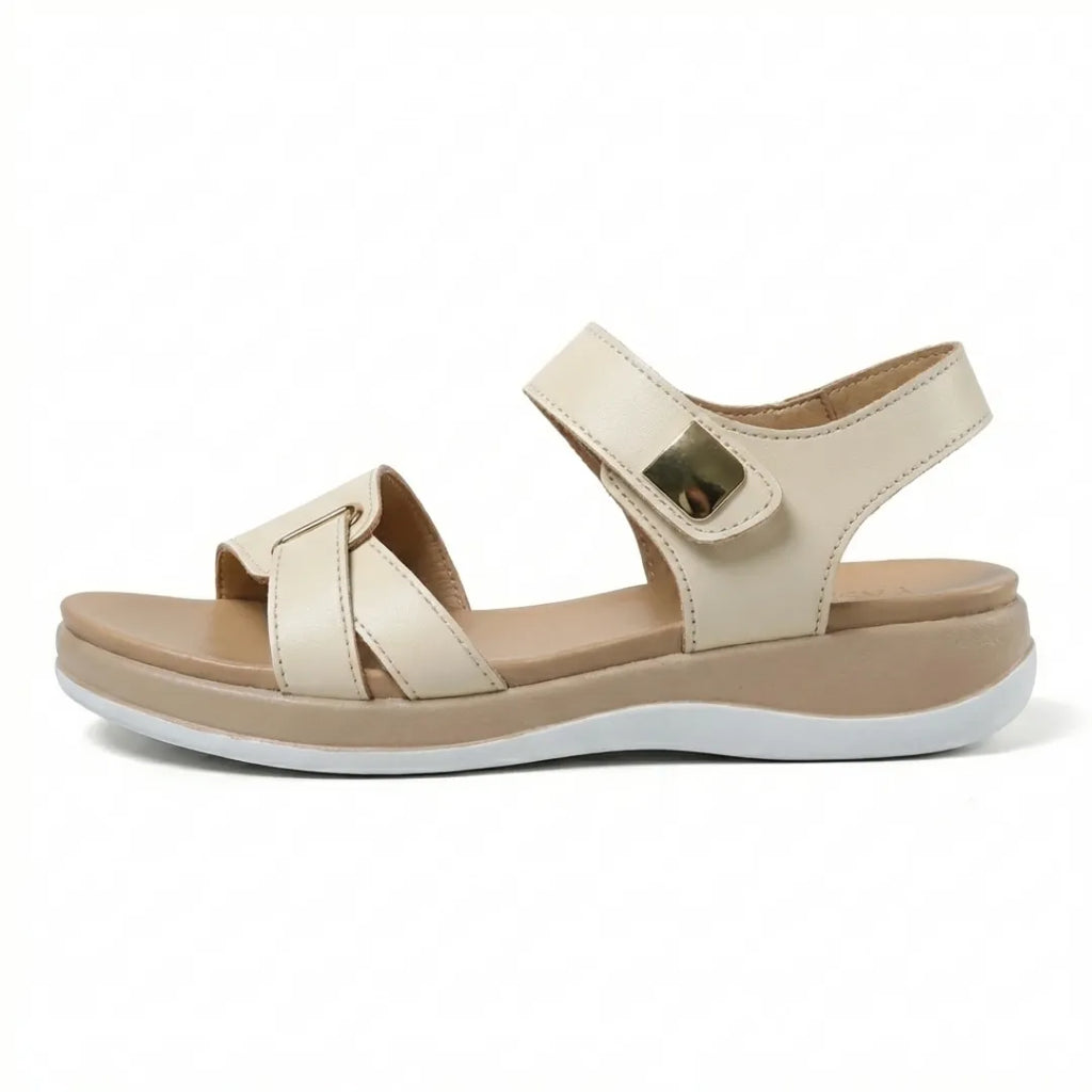 Lea Sandalias de cuero con velcro para mujer