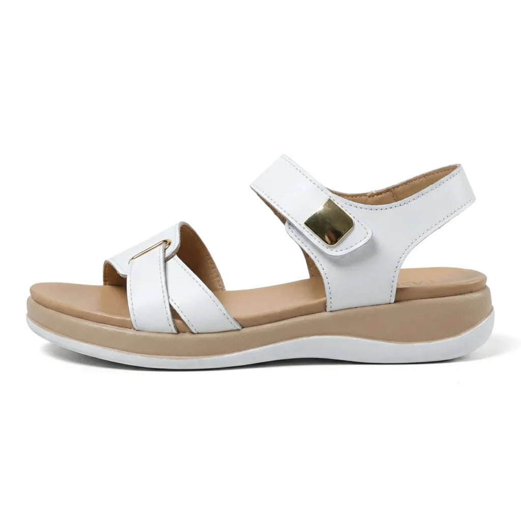 Lea Sandalias de cuero con velcro para mujer