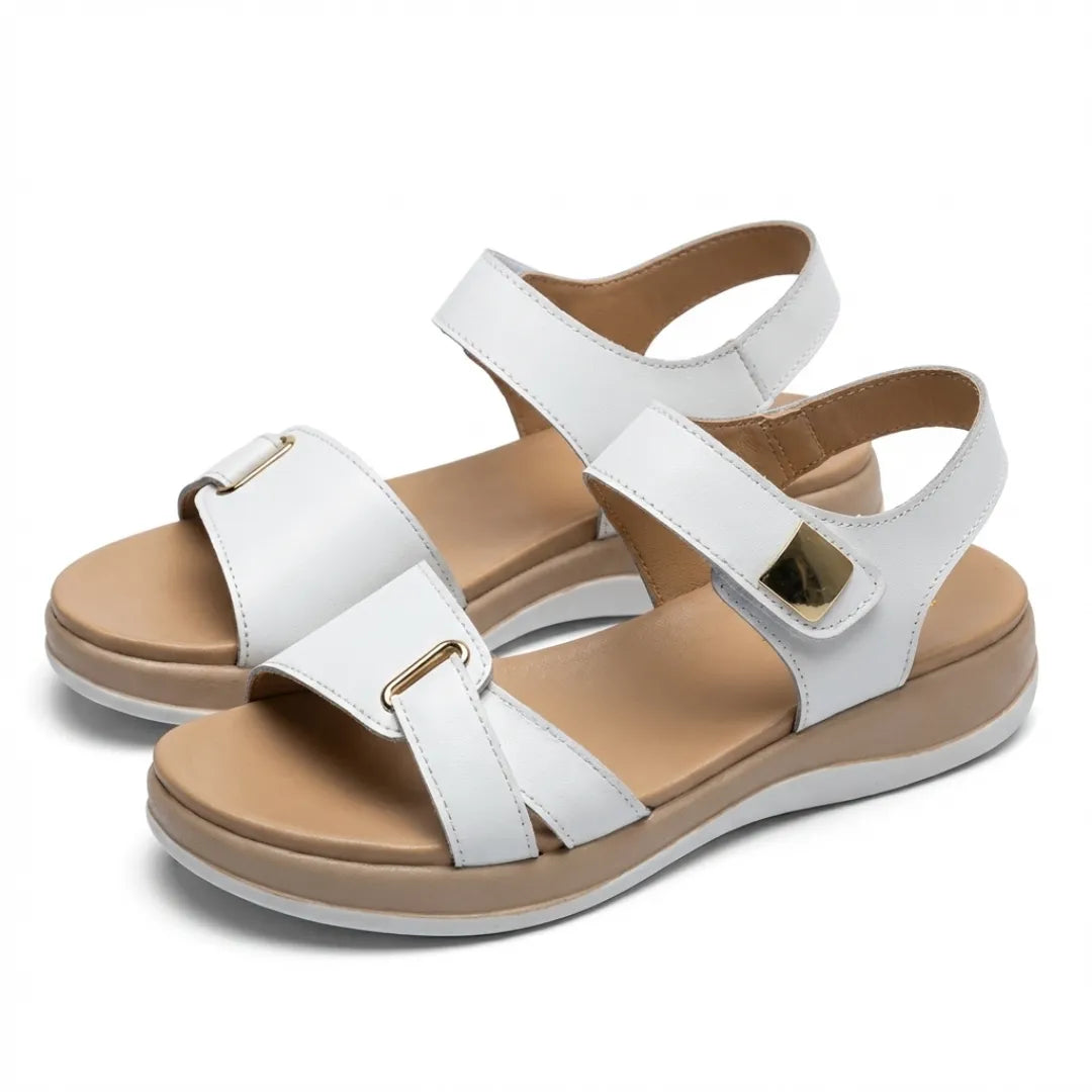 Lea Sandalias de cuero con velcro para mujer