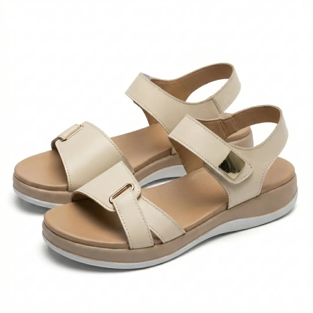 Lea Sandalias de cuero con velcro para mujer
