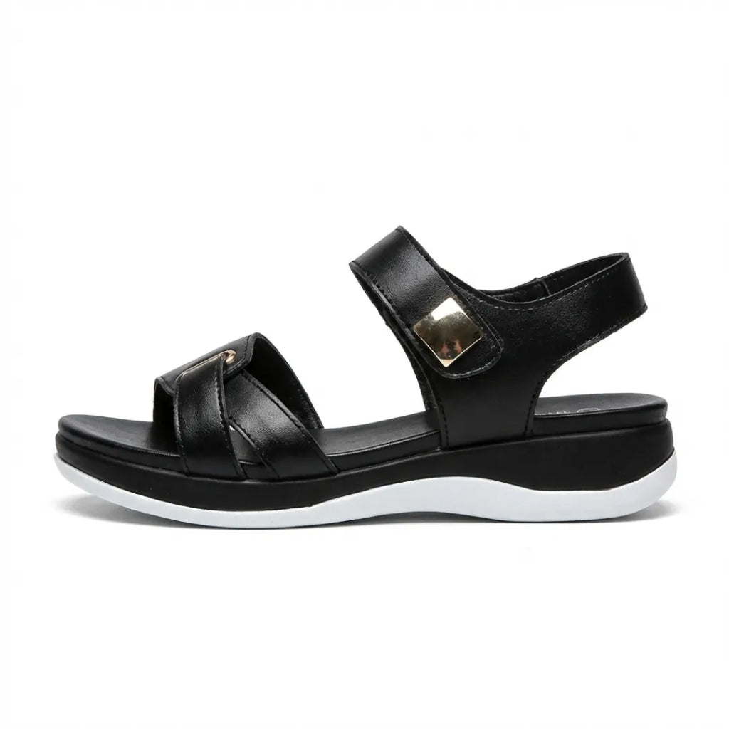 Lea Sandalias de cuero con velcro para mujer