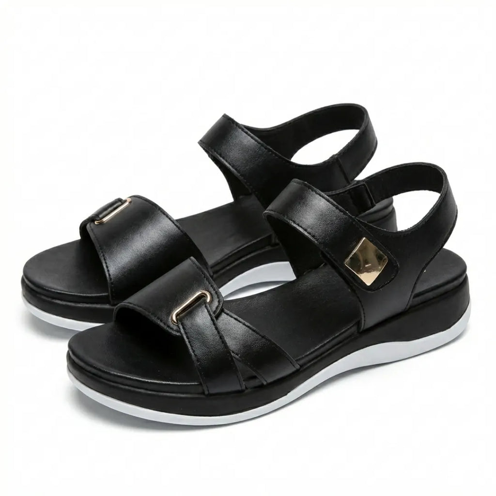 Lea Sandalias de cuero con velcro para mujer