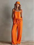 Zoe - Conjunto de lino naranja