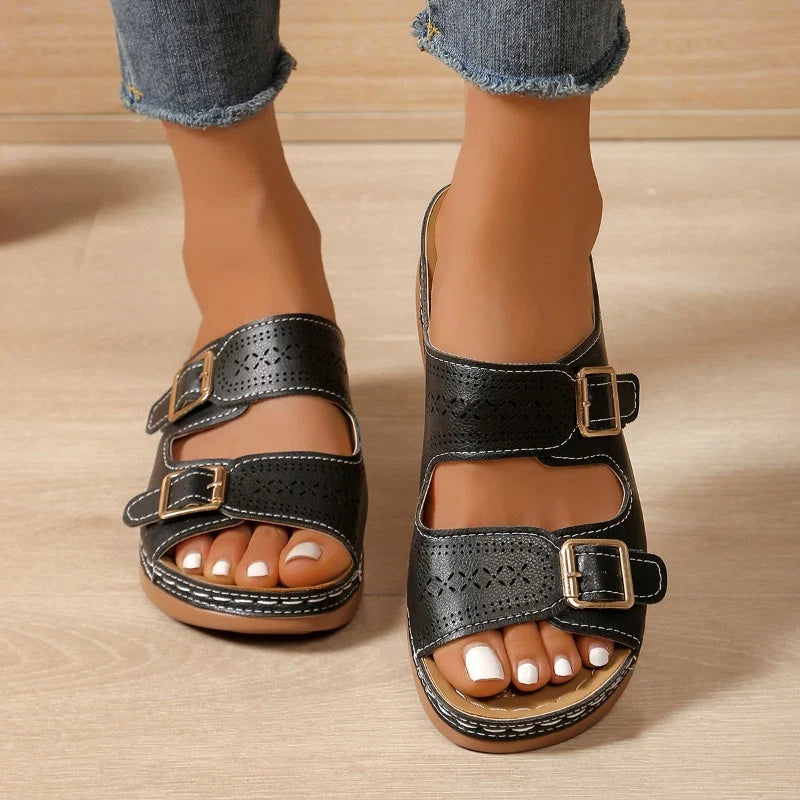 Alba – Sandalias de Cuña Cómodas y Ajustables para Mujer
